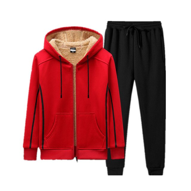 Winter Sweatpants with Zipper Hoodie